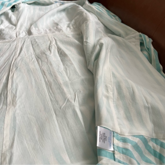 Draper James Women’s Puff Sleeve Turquoise White Striped Wrap Dress Size S NWT - Picture 9 of 14
